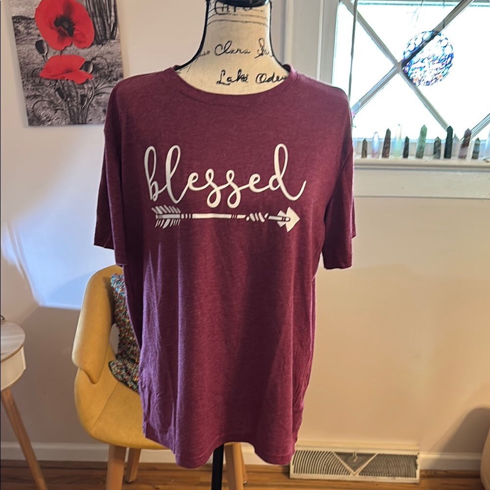 💥SALE💥Blessed Graphic T-Shirt in Purple/burgundy classic Blessed